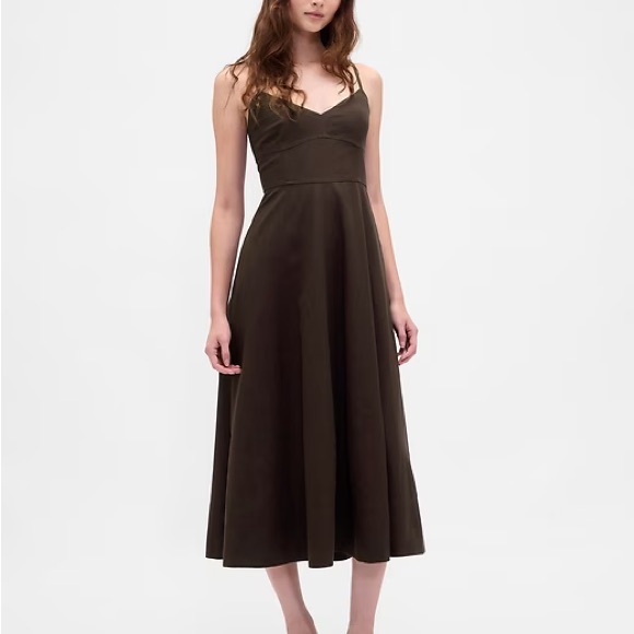 Dresses & Skirts - New GAP Linen-Blend Seamed Corset Midi Dress